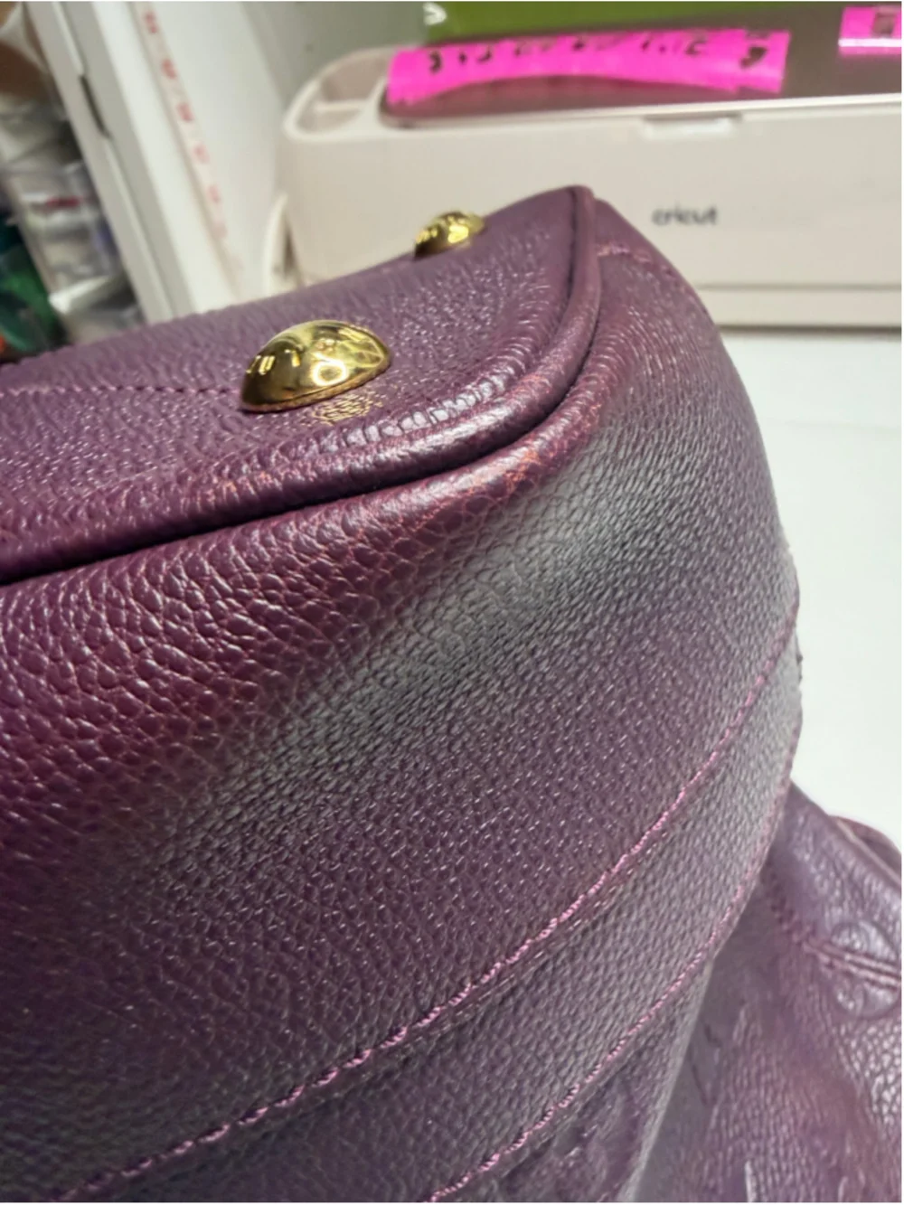 Women's Louis Vuitton Purple Monogram Empreinte Leather Citadine MM Tote Bag